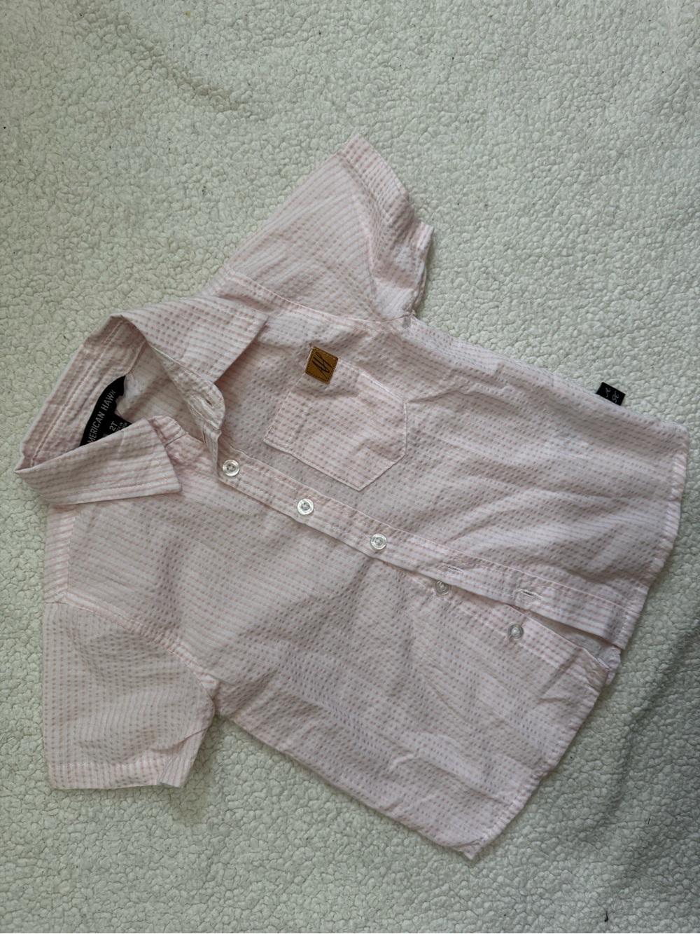 Light Pink Short-Sleeve Button-Up Shirt for Kids